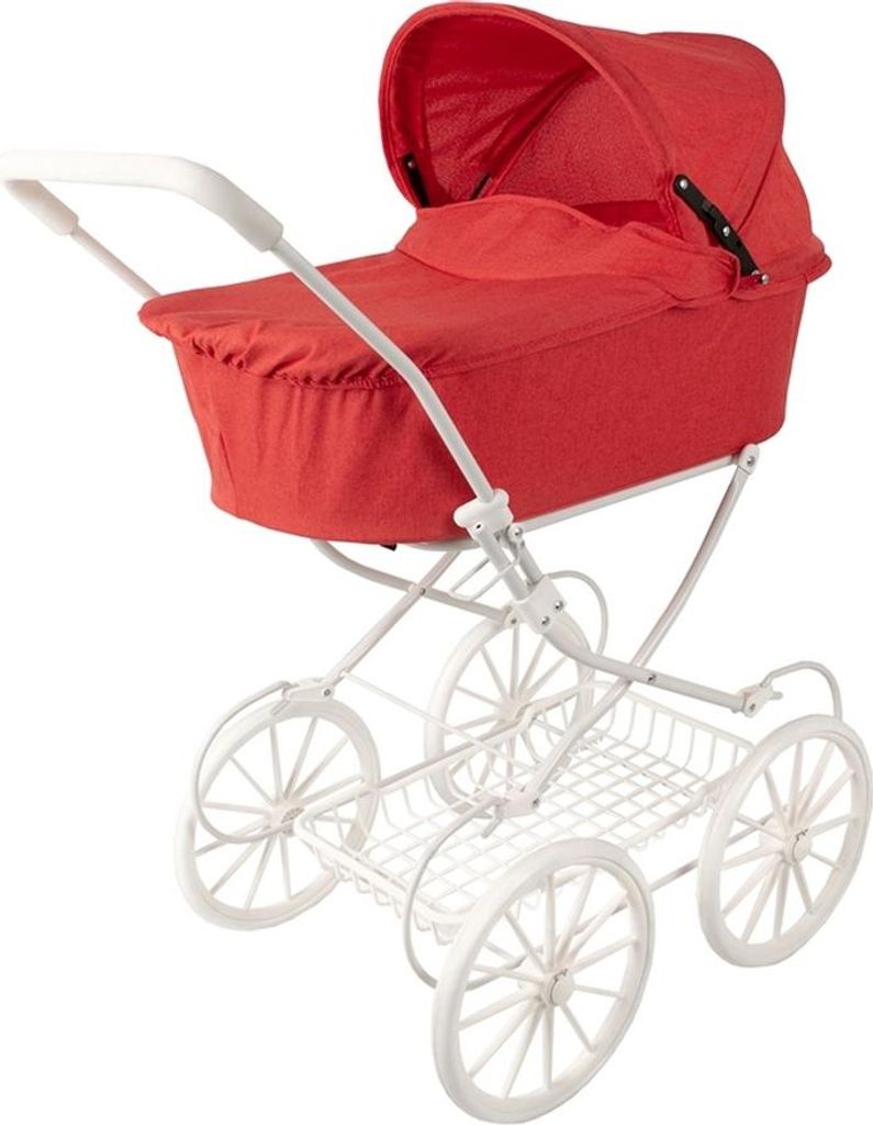 BabyTrold TRILLE Classic Puppenwagen Rot nostalgisch, 77 cm
