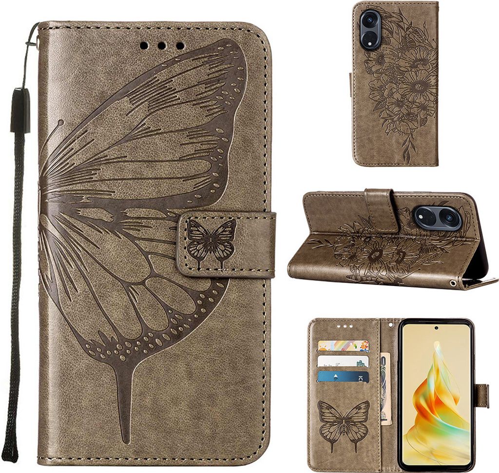 Lederhülle für OPPO Reno8 T 5G / A1 Pro 5G Schmetterling Produktbild 