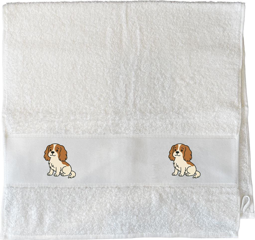 Huuraa Handtuch Cavalier King Charles Spaniel Cavie Comic 50x100cm White Baumwolle Handtuch Geschenkidee