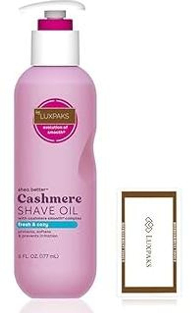 Hautpflege-Set: enthält E.O.S Cashmere, Fresh & Cozy Rasieröl (177,4 ml) – Ultra feuchtigkeitsspendendes Rasieröl für Frauen mit LUXPAKS Wipe