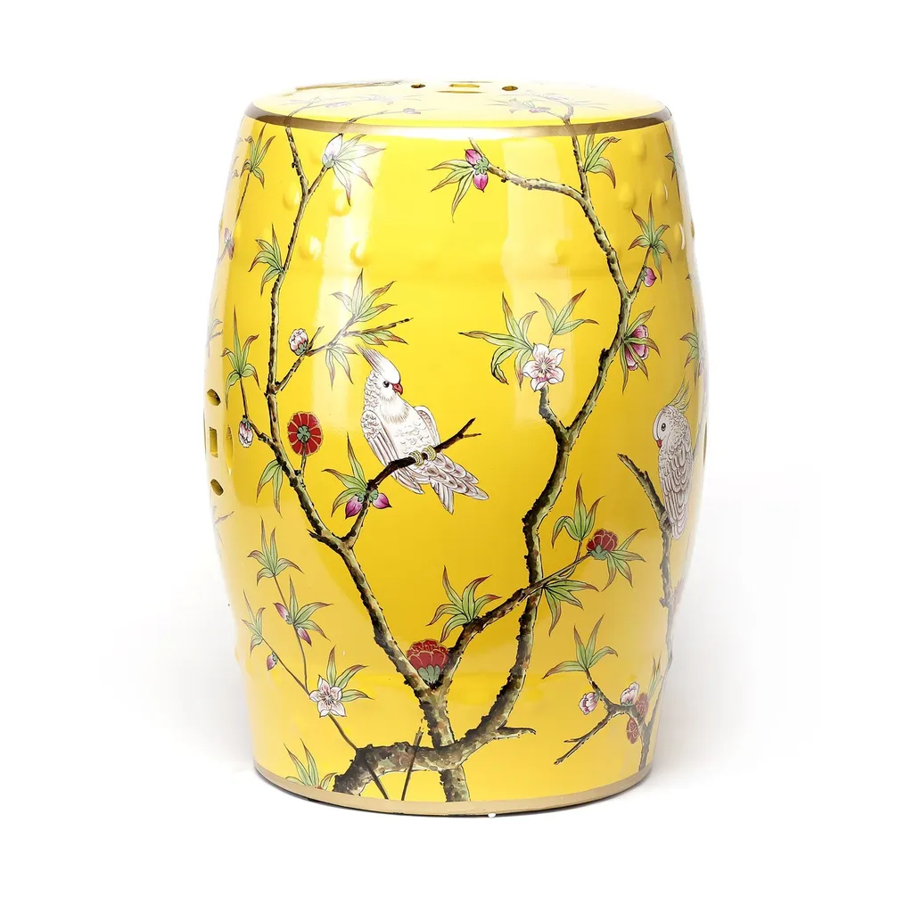 Tabouret céramique jaune Fine Asianliving Elena D30xH45cm fait main
