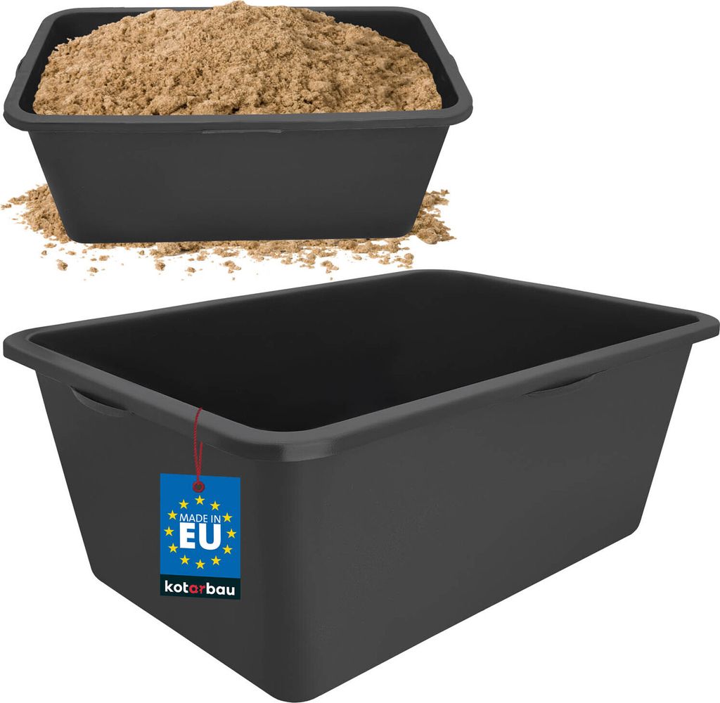 KOTARBAU Mörtelwanne 80 L Mörtelkübel 78x54x31cm Eimer für Baustelle Maurerkübel eckig Kübel für Garten Mörtelkasten Robust Kunststoff Sc...
