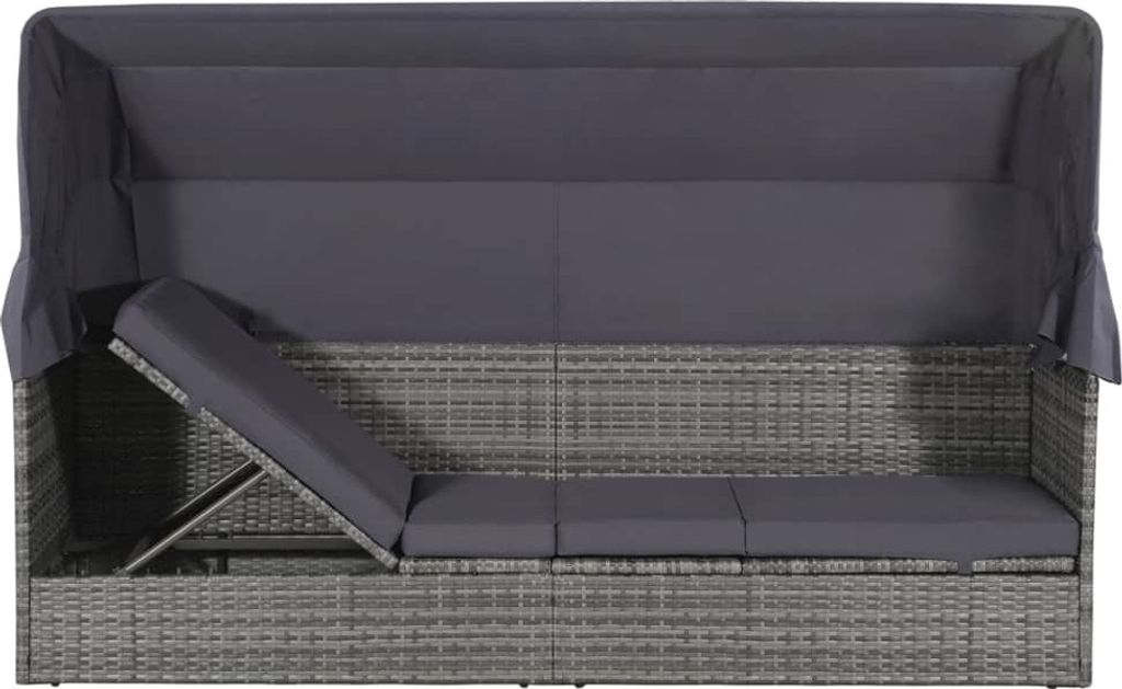 vidaXL Lit de jardin avec baldaquin Gris 205×62 cm Poly Image du produit 