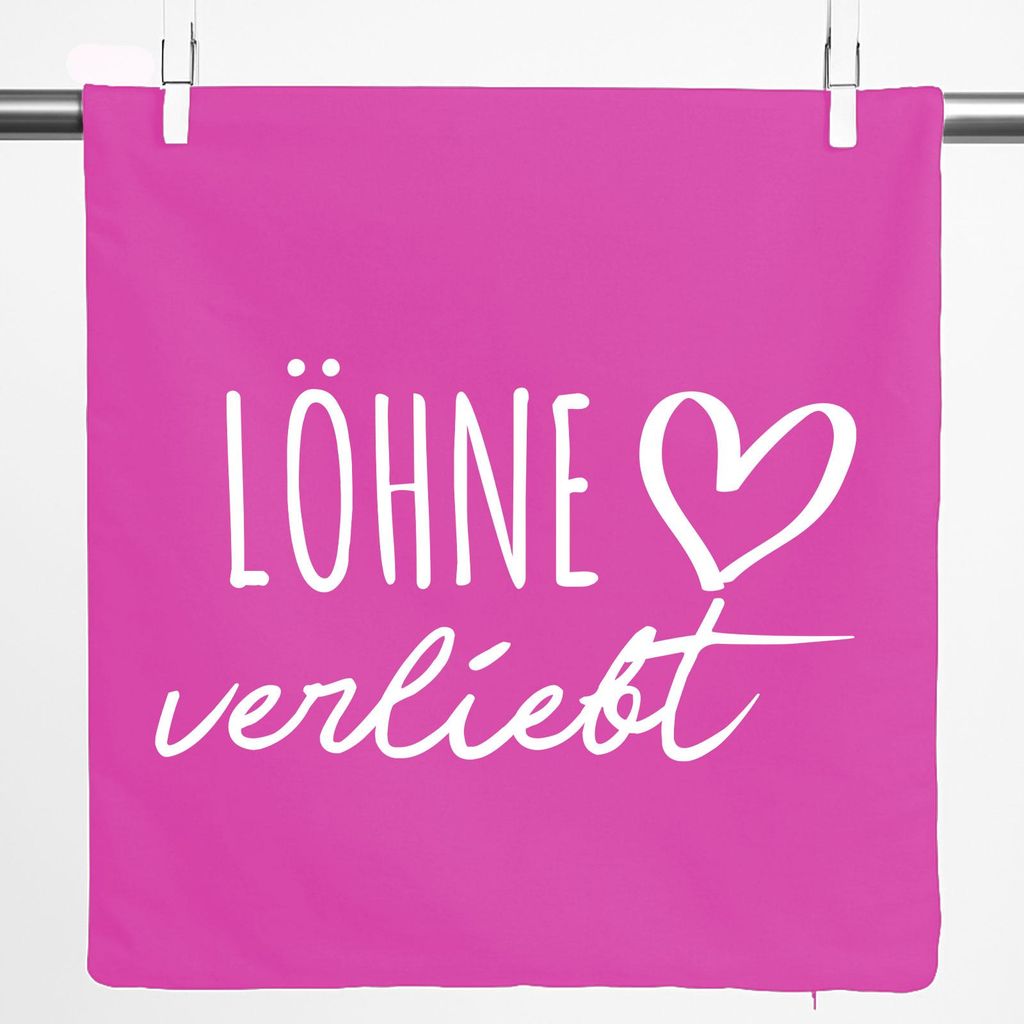 Huuraa Kissenbezug Löhne verliebt 40x40cm Fuchsia Baumwolle Dekokissenbezug Geschenkidee