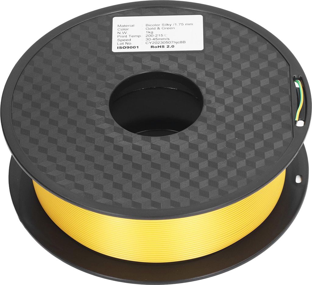 PLA-Filament für 3D-Drucker, zweifarbig, 1,75 mm, seidenmatt, Gold und Grün