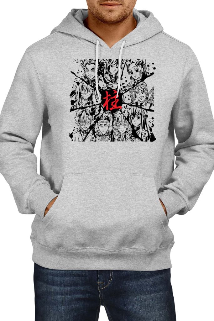 Herren Kapuzenpullover Japan Animation Manga Anime Comics Demon Anime Slayer Characters List, Man 2XL / Grau