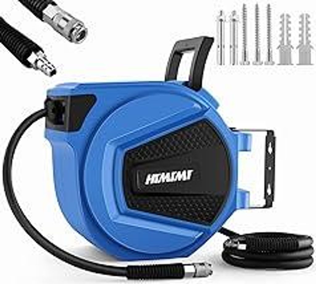 Automatik Druckluftschlauch Trommel 15 m + 1.5m, Schlauchaufroller Schlauchtrommel für Druckuft, Wand Druckluftschlauch Aufroller, 20 bar Max, ?9,...