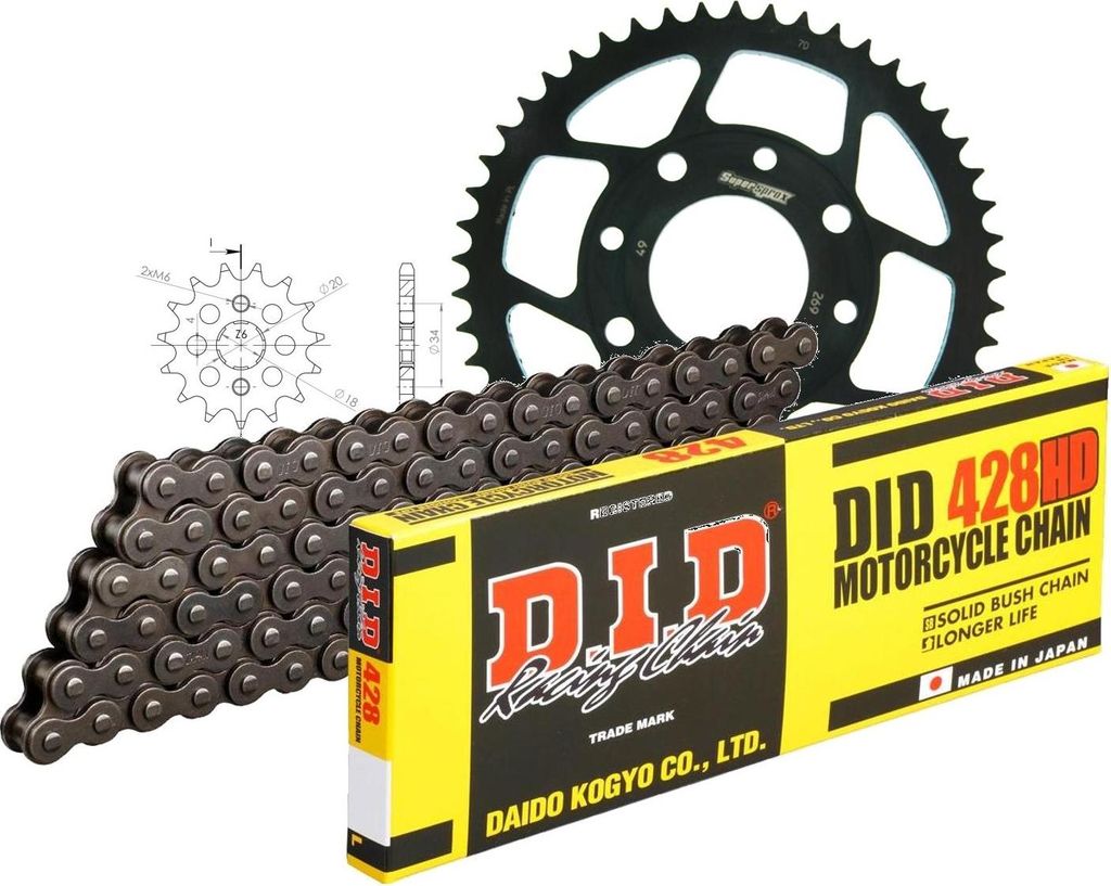 DID Kit Stahl Kompatibel mit Honda XL185 S 79-83 14-49-120 DID428HD Clip
