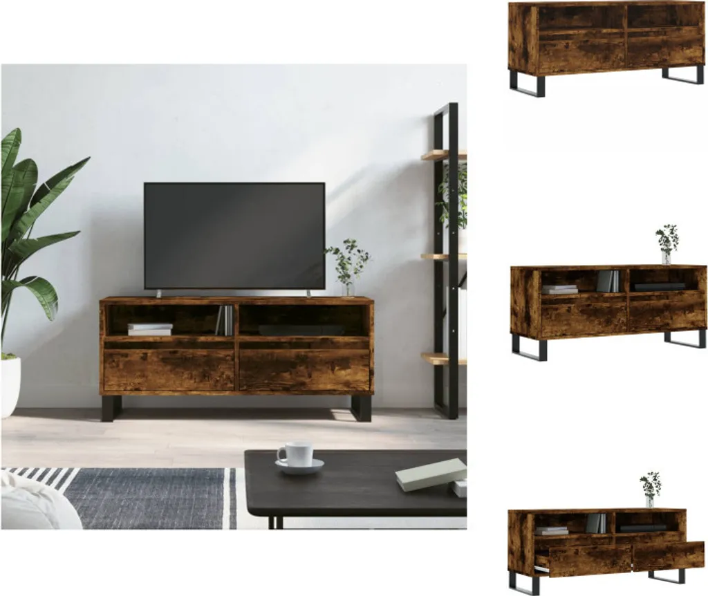Mobile TV Industrial Rovere Fumé vidaXL | 100x34,5x44,5 cm Ferro e Legno