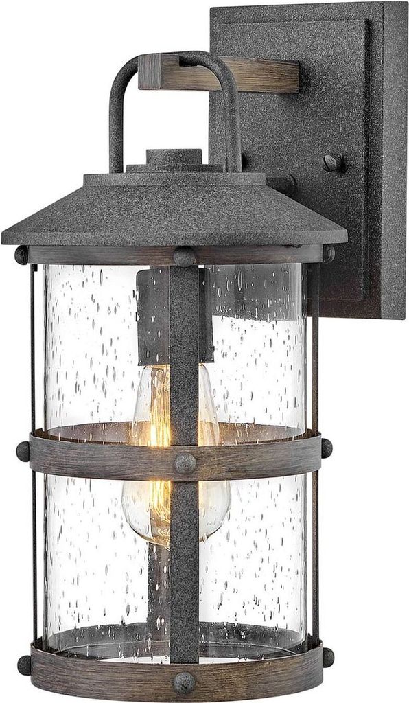 Außenwandleuchte Aluminium Glas E27 IP44 H: 36,6 cm Zink verwittert Treibholz Grau Maritim Außenlampe Wand