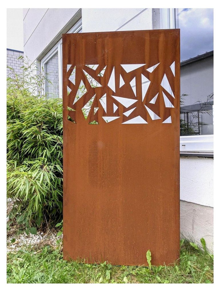Edelrost Sichtschutz aus Metall für den Garten, Rost Gartenzaun, Gartendeko Sichtschutzwand 1mm B75 H150cm