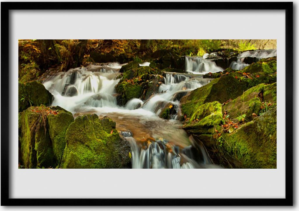 Bild 100x70 MDF-Rahmen Wandkunst Wasserfall Felsen Natur