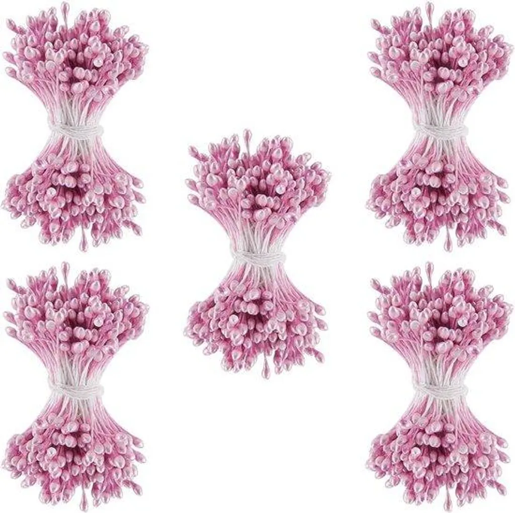 Pistils et fleurs roses 3mm double pointe pour décoration de mariage