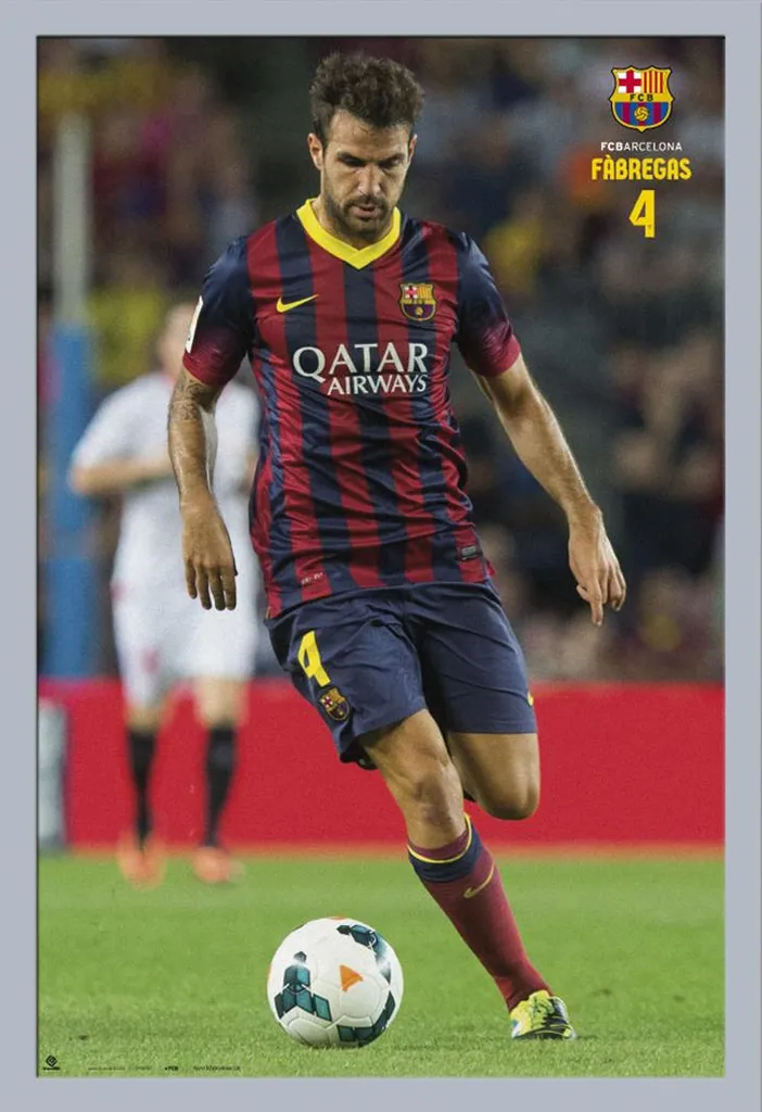 Poster Cesc Fàbregas Barcelone - Cadre MDF Argent et Disque Acrylique