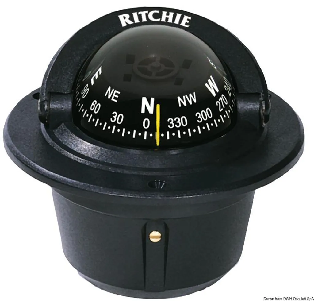 Boussole Ritchie Explorer anti-vibration 2" 3/4 pour cap stable noir