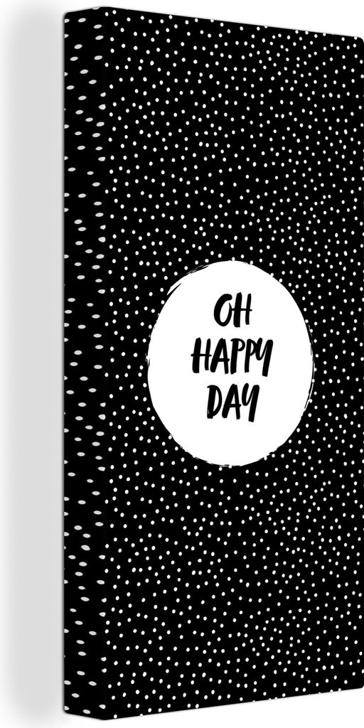 OneMillionCanvasses - Leinwandbilder - Bild auf Leinwand Wandbild Leinwandbild Zitate - Text - Oh happy day - Glück, 20x40 cm, Kunstdruck Wandku...