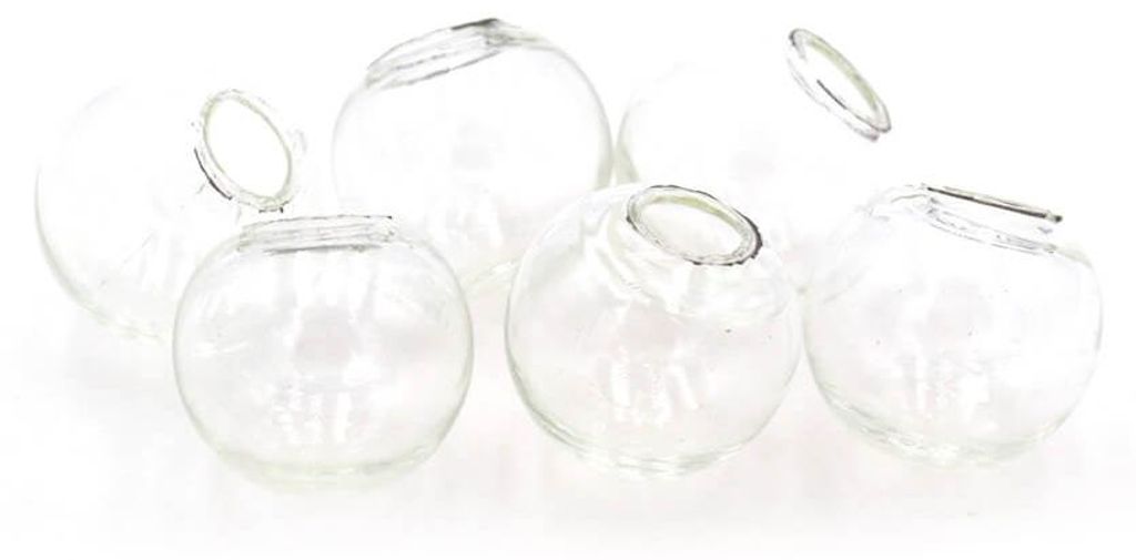 Vintageparts Hohlperlen Glas Klar Befüllbar 12 mm, 6 Stück Produktbild 