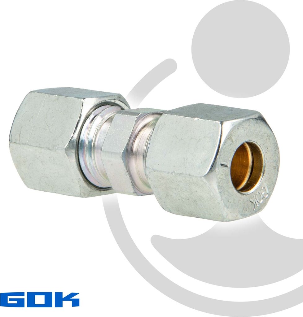 Schneidringverschraubung Typ G - Gerade Verschraubung Ø 10 x Ø 10 mm, Stahl verzinkt, Schneidring Messing