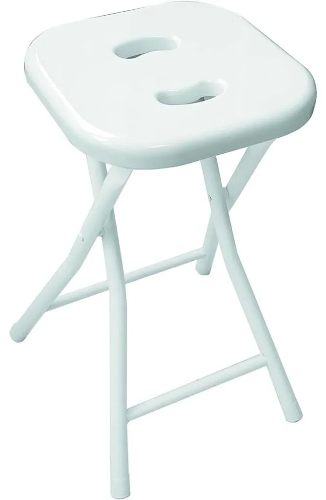Tabouret pliable blanc en résine 28x26x46,5 cm pour gain de place