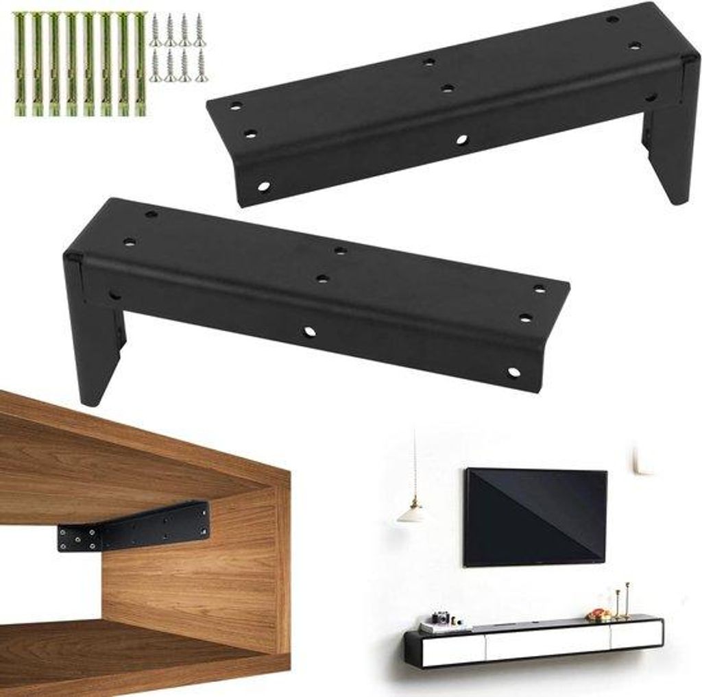 Stabiele Wandconsole für Wastafel und TV | Design | 22 x 8 cm | Stahl | Wandhalterung für hohe Last