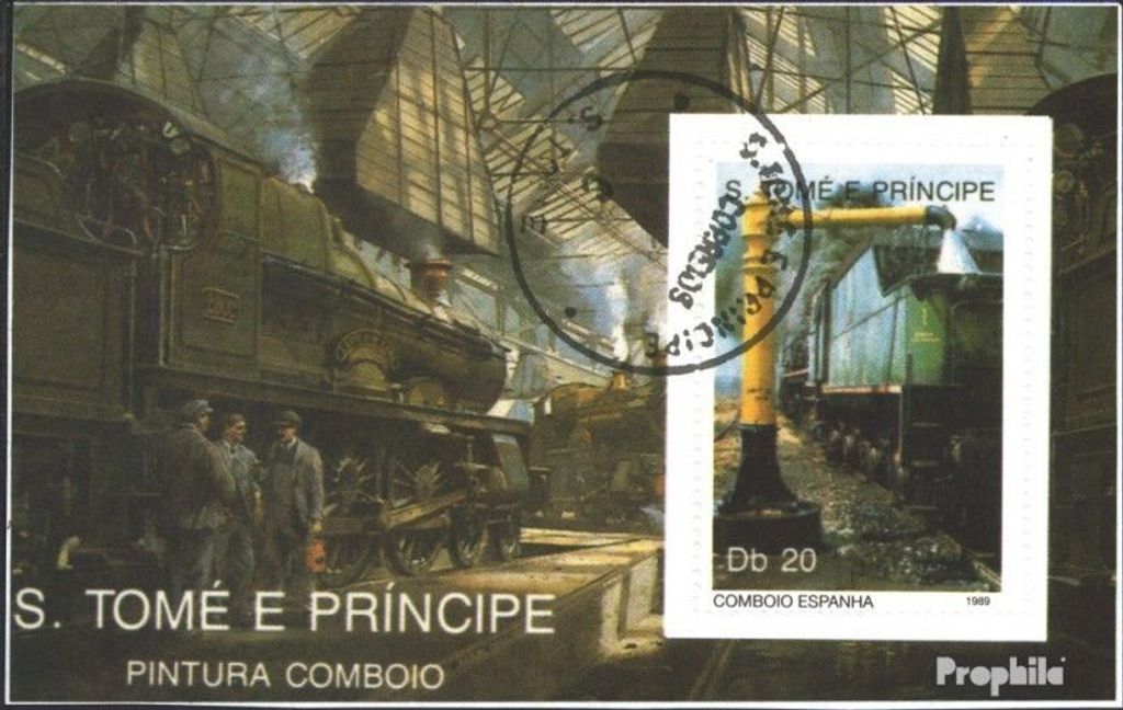 Briefmarken Sao Tome e Principe 1989 Mi Block212 (kompl.Ausg.) gestempelt Lokomotiven