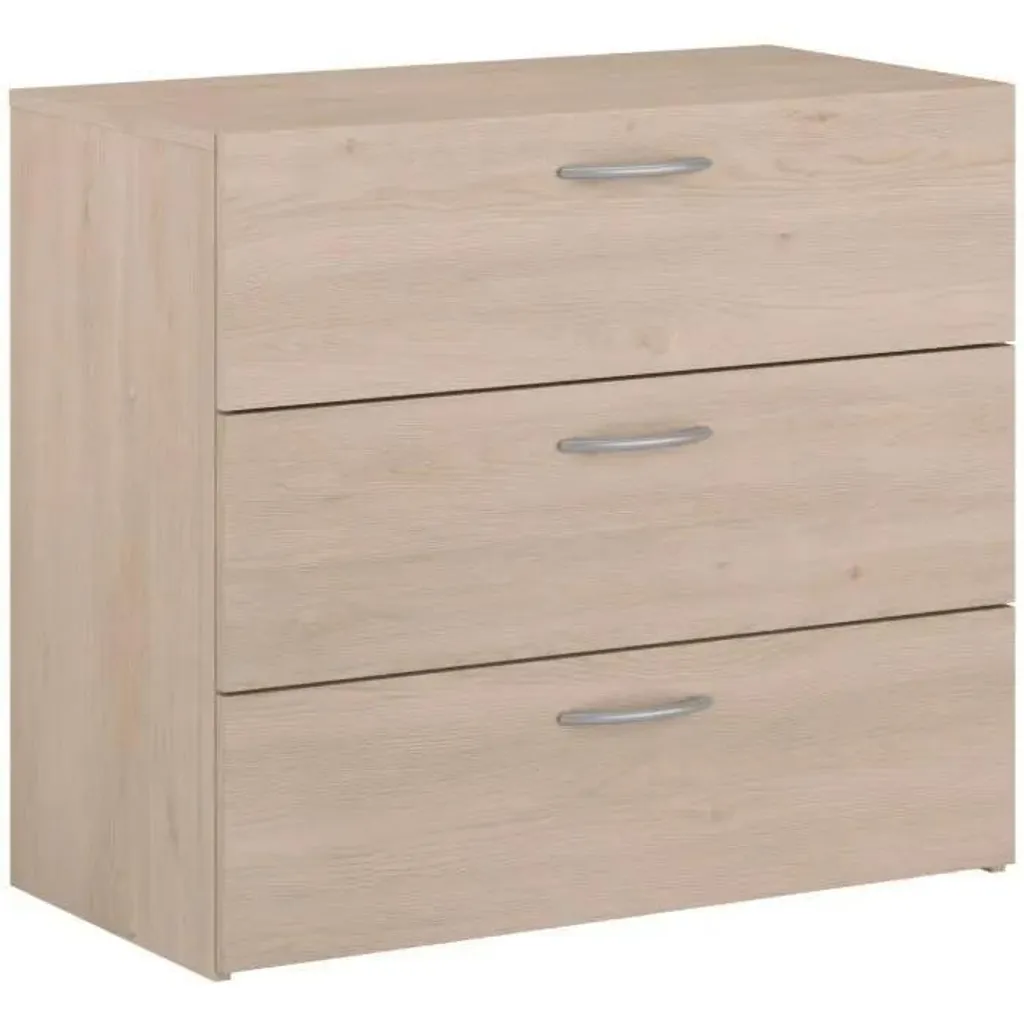 Petit buffet bas de rangement 3 tiroirs EASY LIFE Chêne pour la chambre