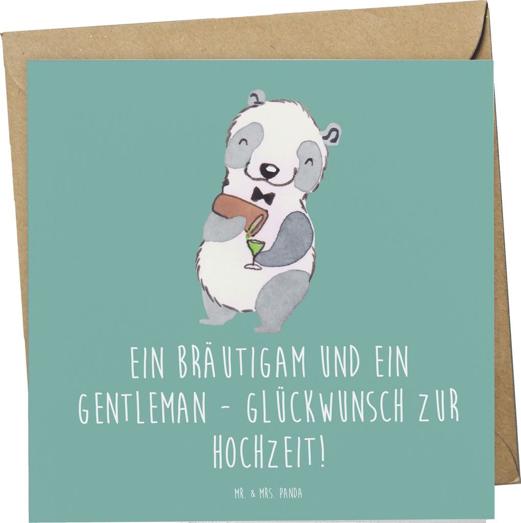 Mr. & Mrs. Panda Glückwunschkarte Bräutigam Gentleman - Produktbild 