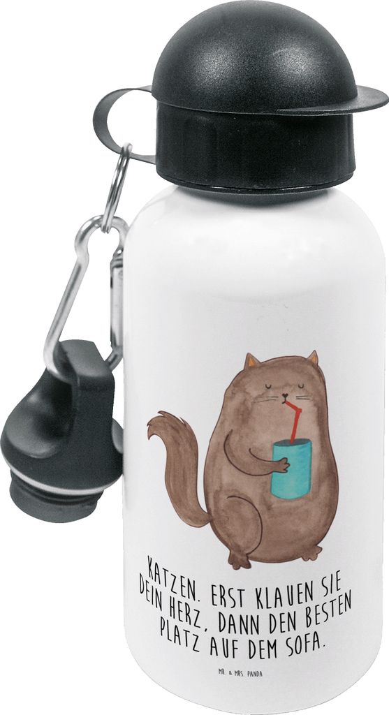Mr. & Mrs. Panda Trinkflasche Katze Dose - Weiß - Geschenk, Wasserflasche, Cats, Herz, Kinder, Katzenfutter, Getränkeflasche, Sportflasche, Bezau...