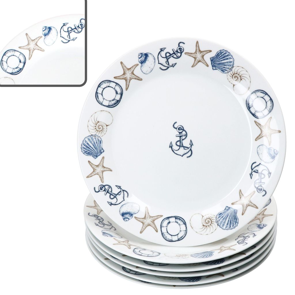 Neptun sada 6 talířů námořní talíře velké porcelánové 6 Obrázek produktu 