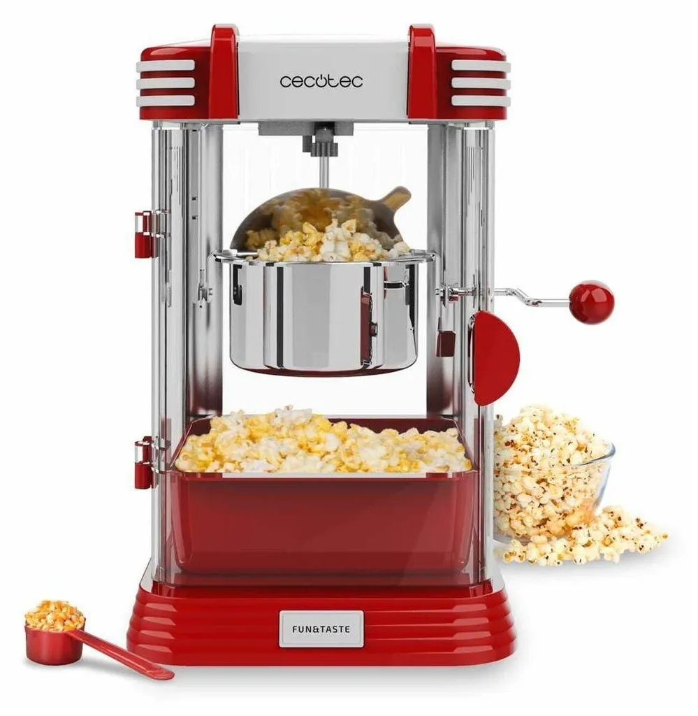 Machine Pop-Corn sans Huile 1200W Cecotec Rouge : Cuisson Rapide 2 min - 2
