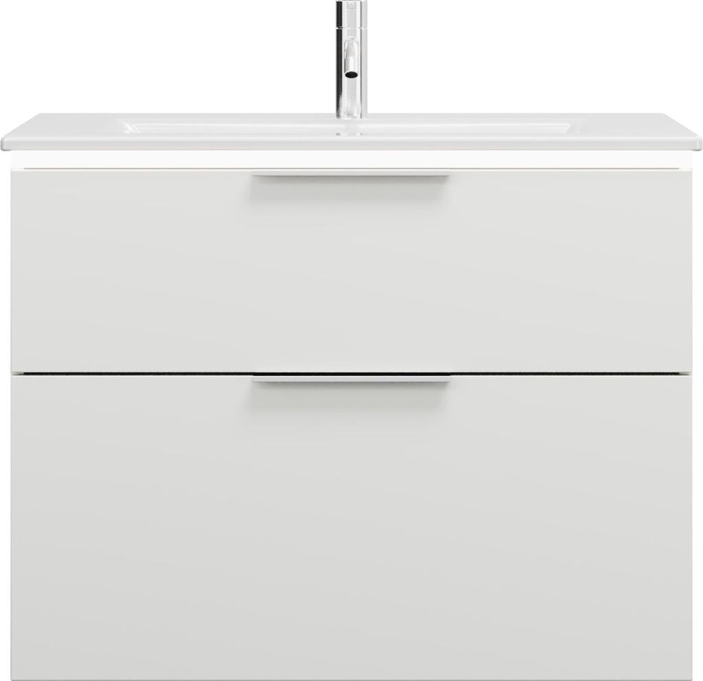 burgbad Eqio Slim Keramik-Waschtisch inklusive Waschtischunterschrank mit LED-Beleuchtung, 820x490x640mm, SHBU082F6582C0001G0146