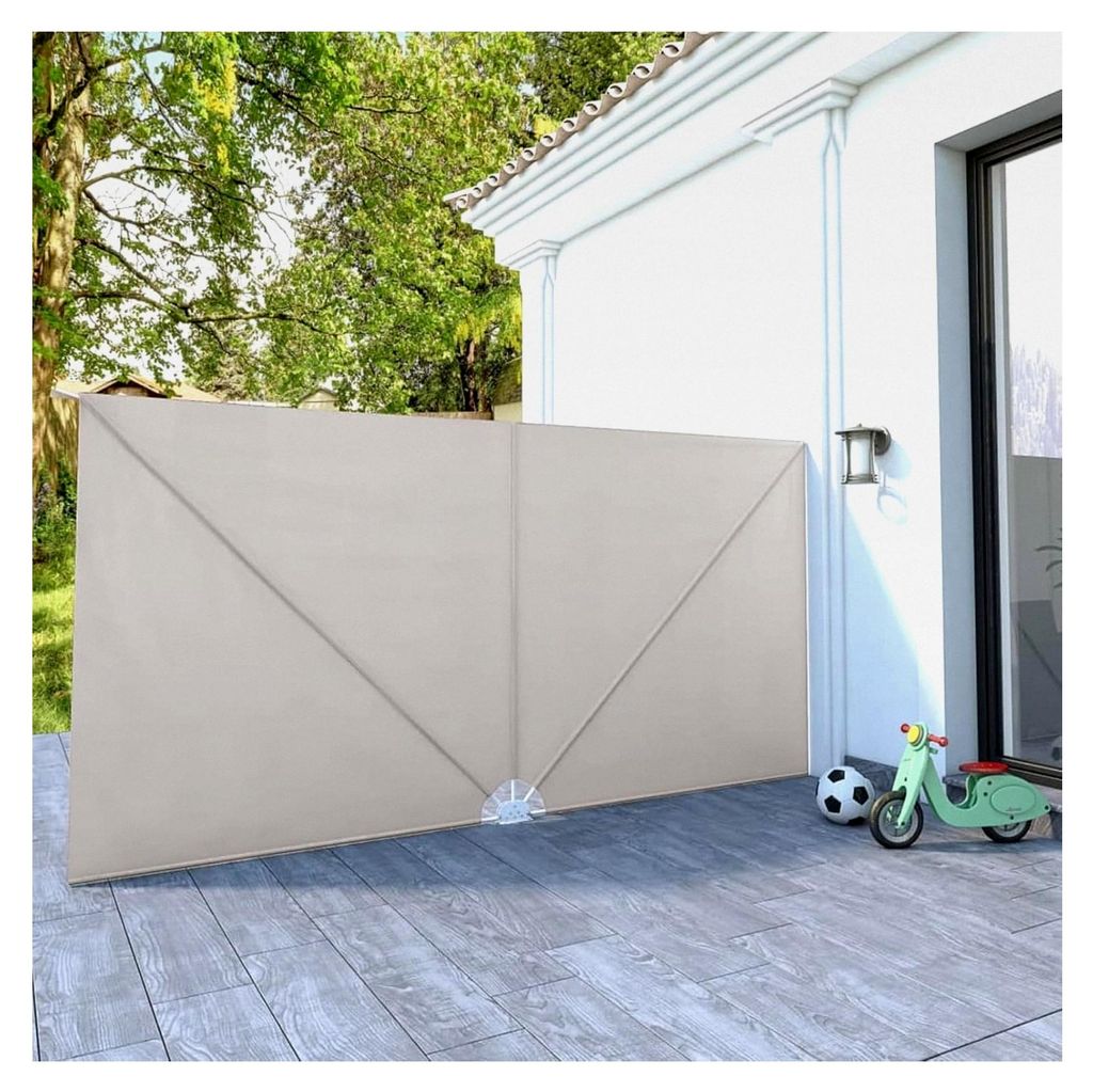 Faltbarer Terrassen-Seitenfächer Creme 400×200 cm