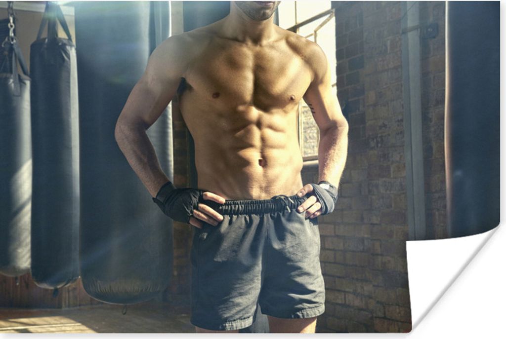 MuchoWow Poster Der muskulöse Körper eines Mannes beim Fitness 60x40 cm - Schlafzimmerdekoration