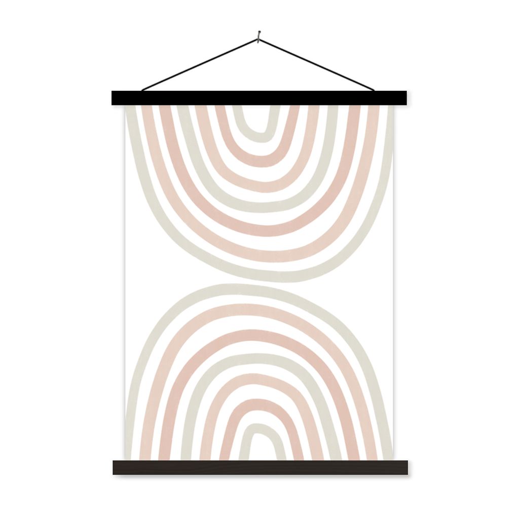 MuchoWow Textilposter Regenbogen - Design - Pastell 90x120 cm mit schwarzem Rahmen - Dekoration