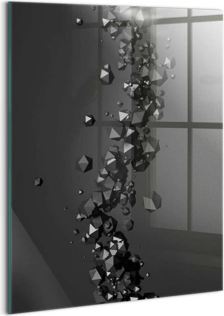 Designer Glasbild - Wandbild - Glas Bild - 60x80 cm - Abstraktion Von 3D-Formen