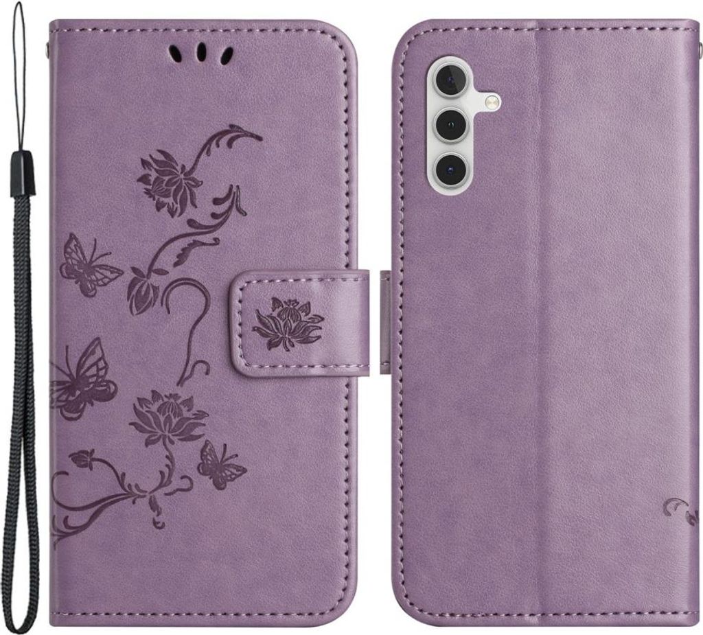 Samsung Galaxy A05s Hülle - Coverup Blumen & Schmetterlinge Klapphülle - Lila