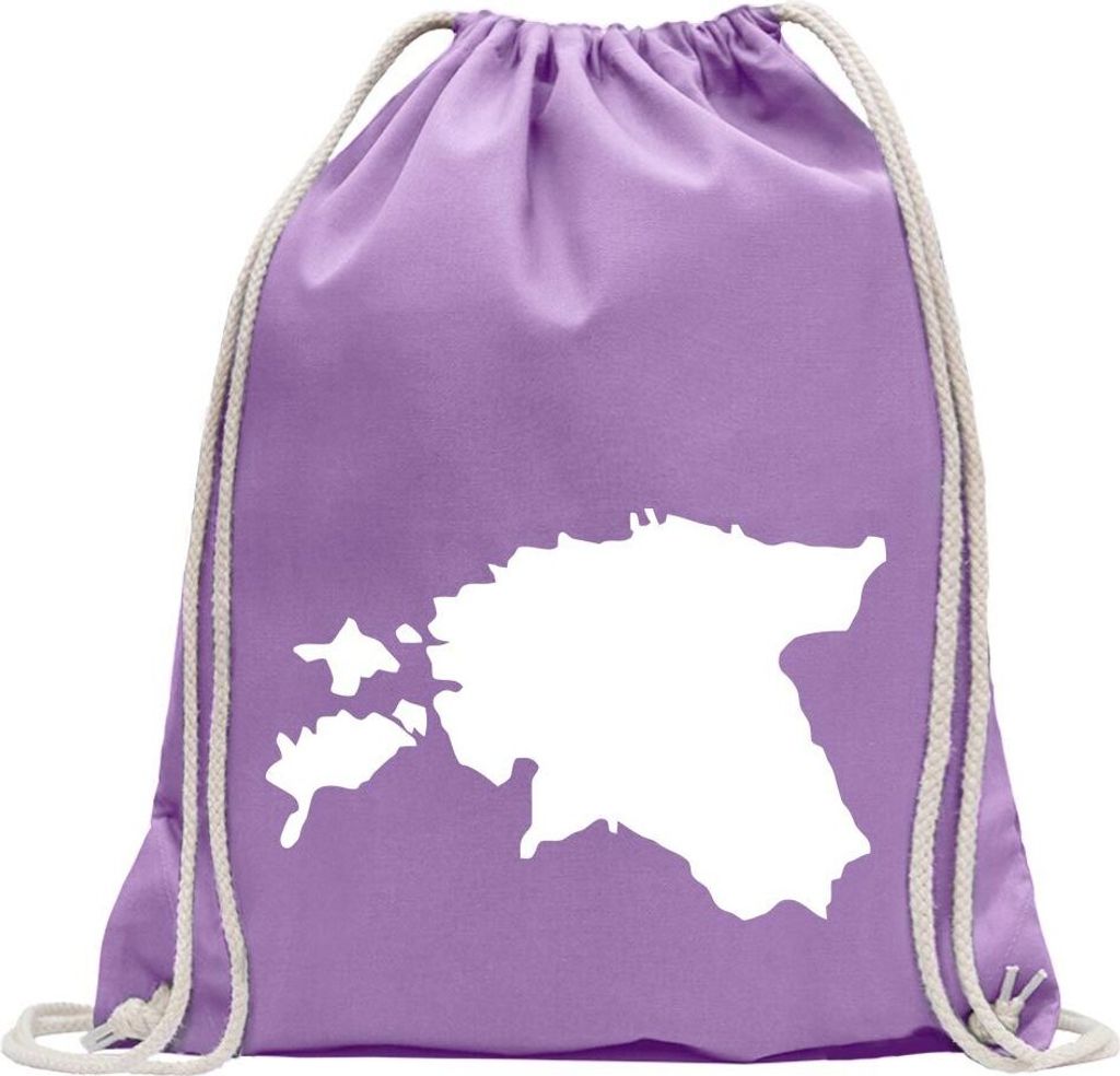 Kiwistar - Turnbeutel - lavendel - Estland Umriss Kontur - Fun Rucksack Sport Beutel Gymsack Baumwolle mit Ziehgurt