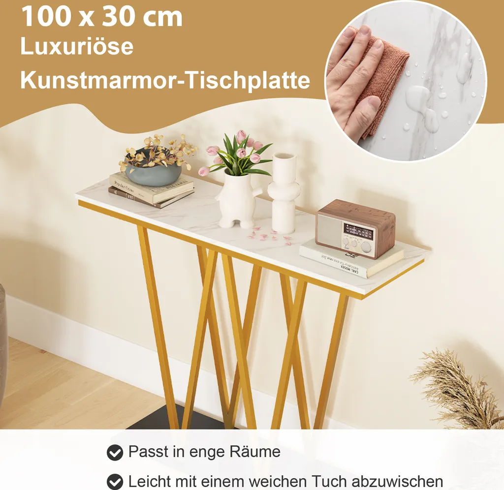 Table Console d'Entrée Gain de Place Meuble Déco Salon Chic 100cm - 3