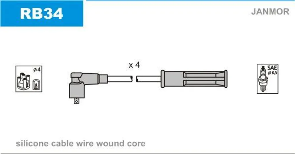 JANMOR RB34 Set cavi accensione OE 7700273826 compatibile con Thalia, Megane, Solenza, Sandero, Logan