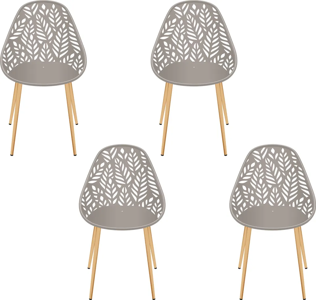 Chaise Lucena Taupe Lot de 4 - Assise Confortable pour Salle à Manger