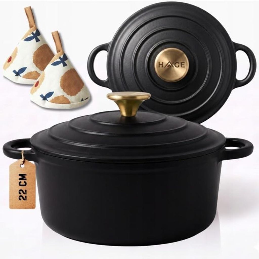 Hage gietijzeren stoofpan met deksel, 22 cm, 3 liter, Productafbeelding 