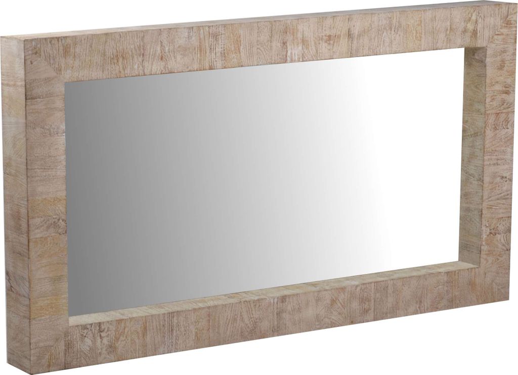 MiaMöbel Spiegel Suri 150x80x10 cm Landhausstil Glas Massivholz Mango Grau