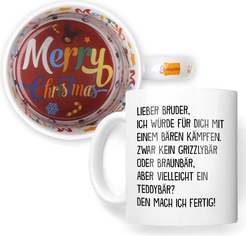 22Feels Weihnachtsgeschenk Bruder Geschenk Geschwister Tasse Jungs Männer Haferl Teenager Bruderherz Weihnachten