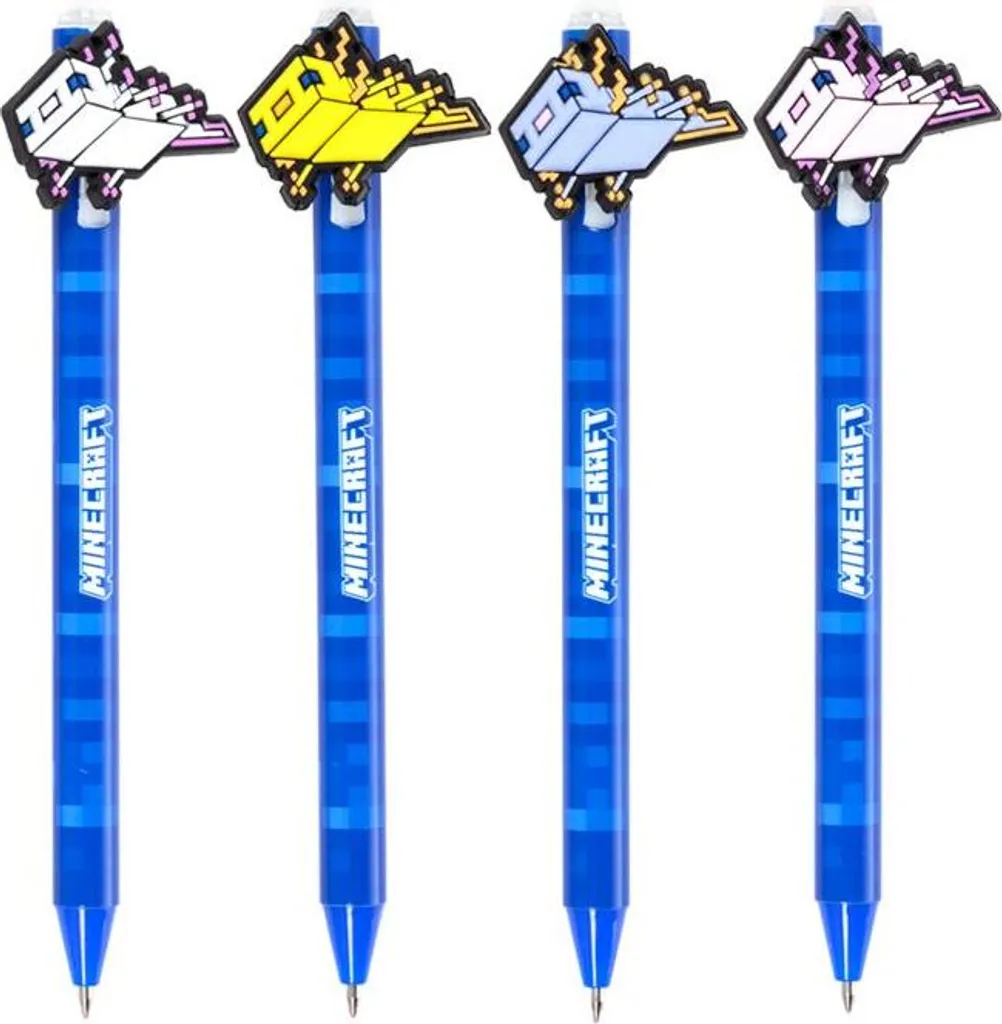 Fournitures Scolaires Minecraft : Stylos Billes Axolotl avec Effaceur