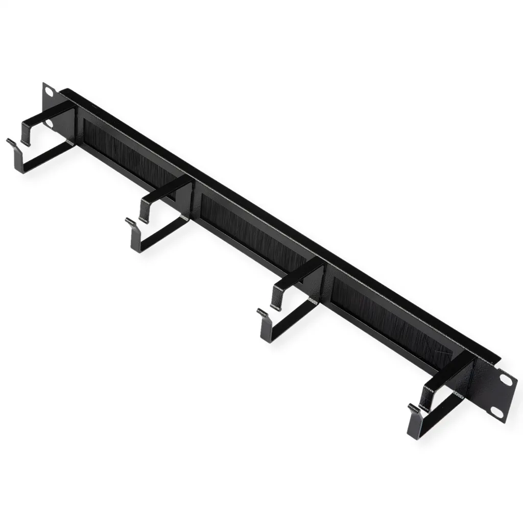 Panneau passe-câbles 19" 1U anti-poussière noir avec brosse flexible
