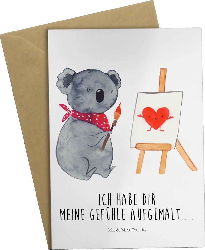Mr. & Mrs. Panda babykarte Koala Künstler - Weiß - Geschenk, weihnachtskarten, valentinstagskarte, Grußkarte, einladungskarten, Zeichnen, Liebes...