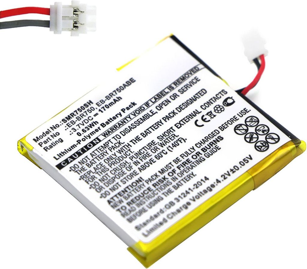 subtel 1x Akku für Smartwatch & Fitnessarmband Kompatibel mit Samsung Gear S (SM-R750), EB-BR750 - (170mAh, 3.7V)