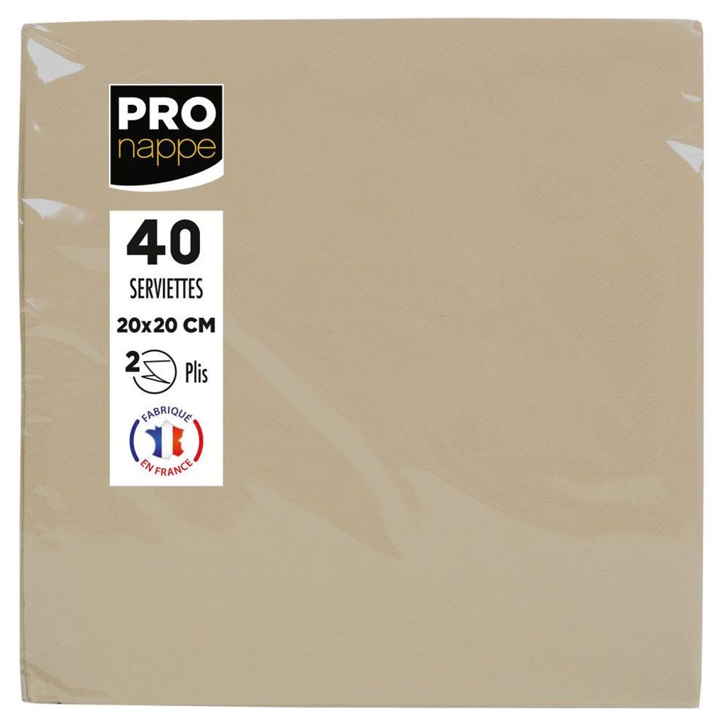 PROnappe Servietten beigebraun 2-lagig 19,0 x 19,0 cm 40 St.
