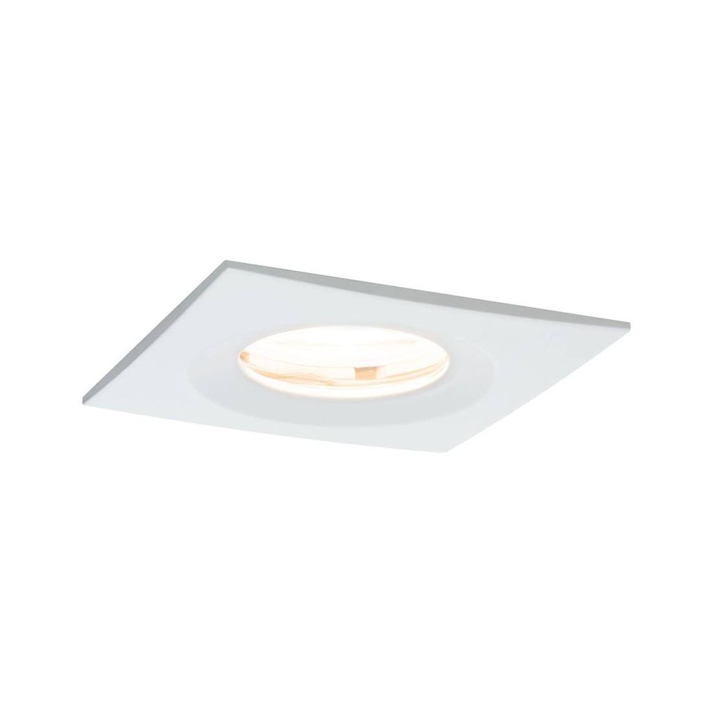 Paulmann Premium Einbauleuchten Set Nova eckig dimmbar LED IP65 1x7W 230V GU10 51mm Weiß matt/Alu Zink