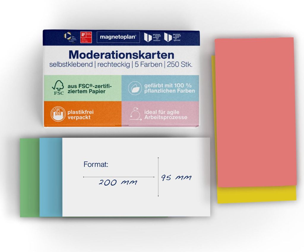 Magnetoplan Moderationskarten selbstklebend 250 Stk., Produktbild 